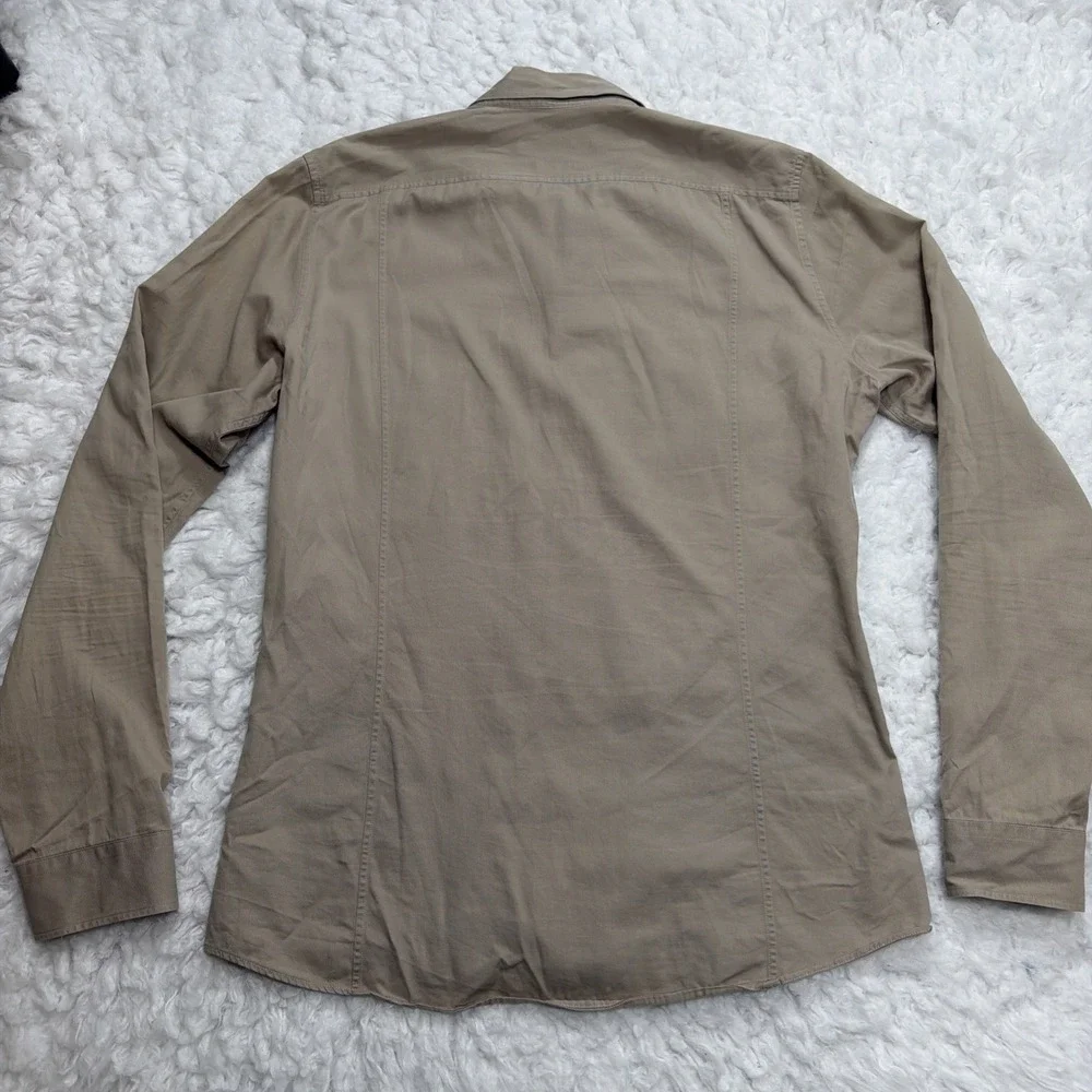 GUCCI Men's Shirt 39 15.5 Long Sleeve Button Made in Italy Safari Embroidered